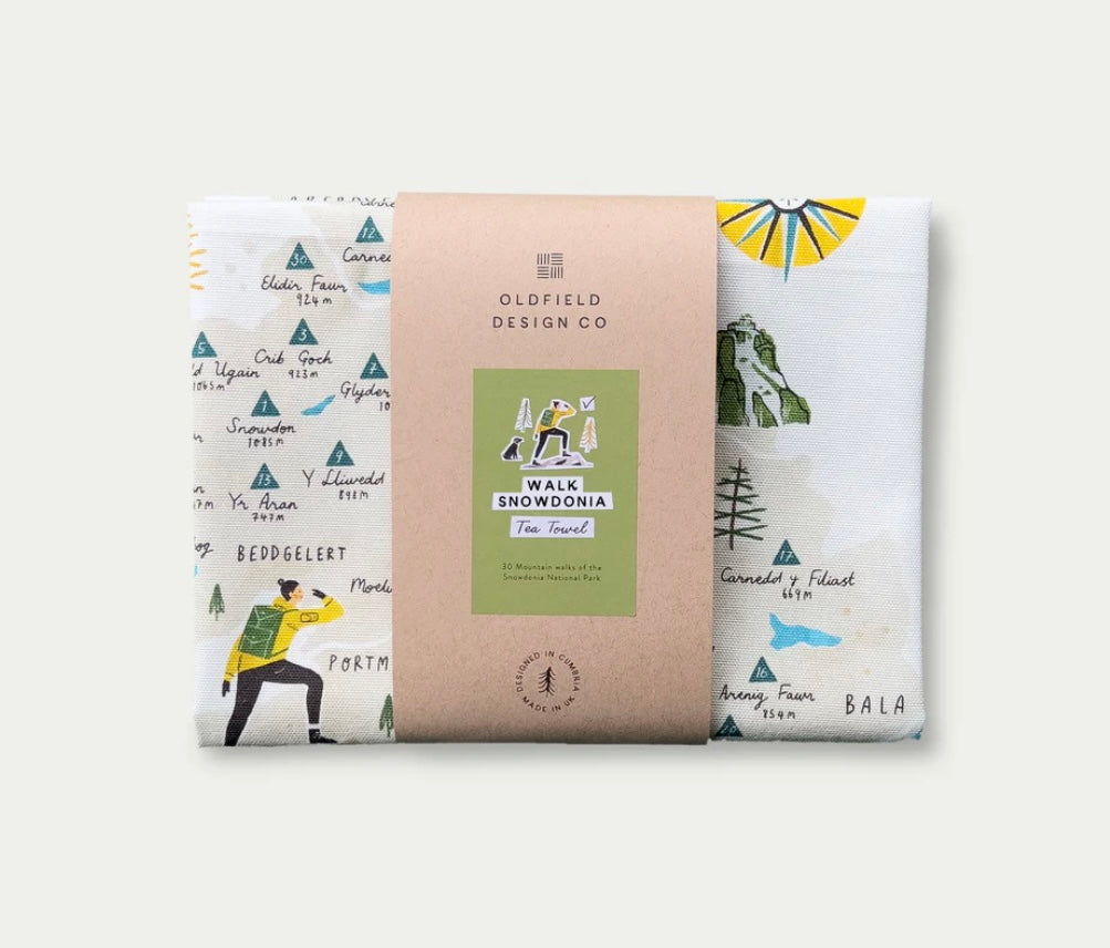 Walk Snowdonia tea towel