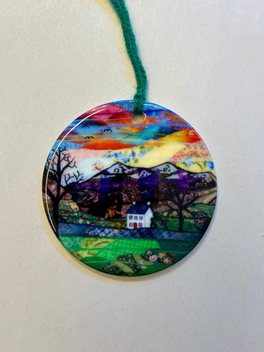 Ceramic Snowdon sunrise hanging decoration