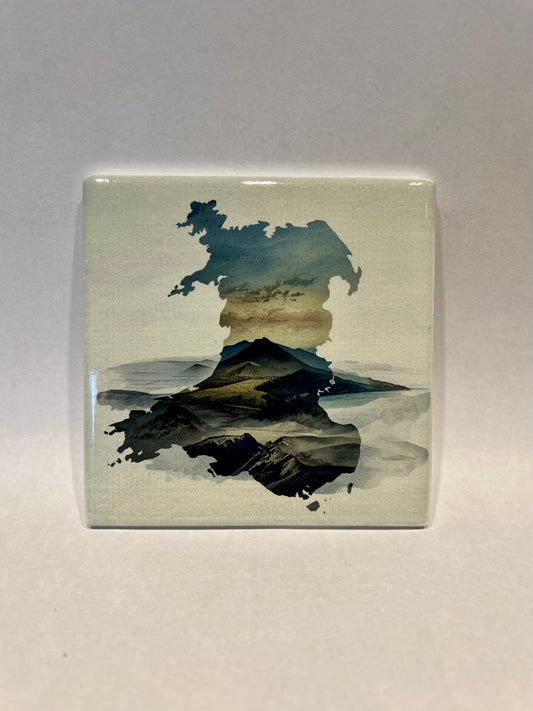 Wales ceramic cork backed coaster